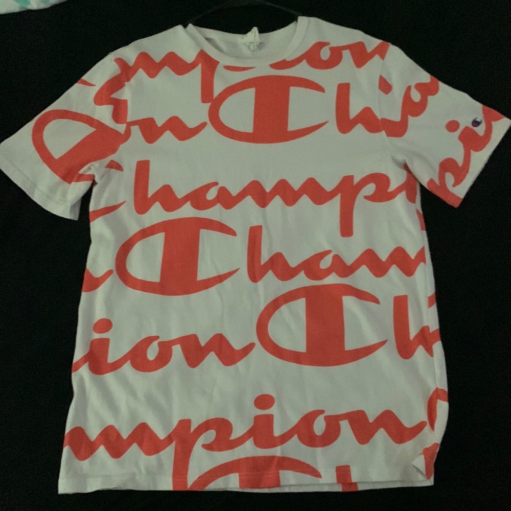 Mens Large Coral and White Champion T-shirt